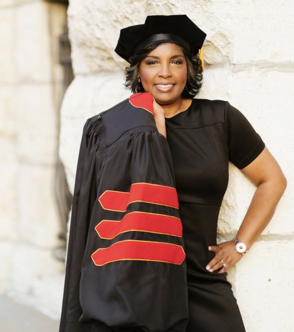 Dr. Yolanda White in doctoral regalia